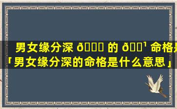 男女缘分深 🐋 的 🌹 命格是「男女缘分深的命格是什么意思」